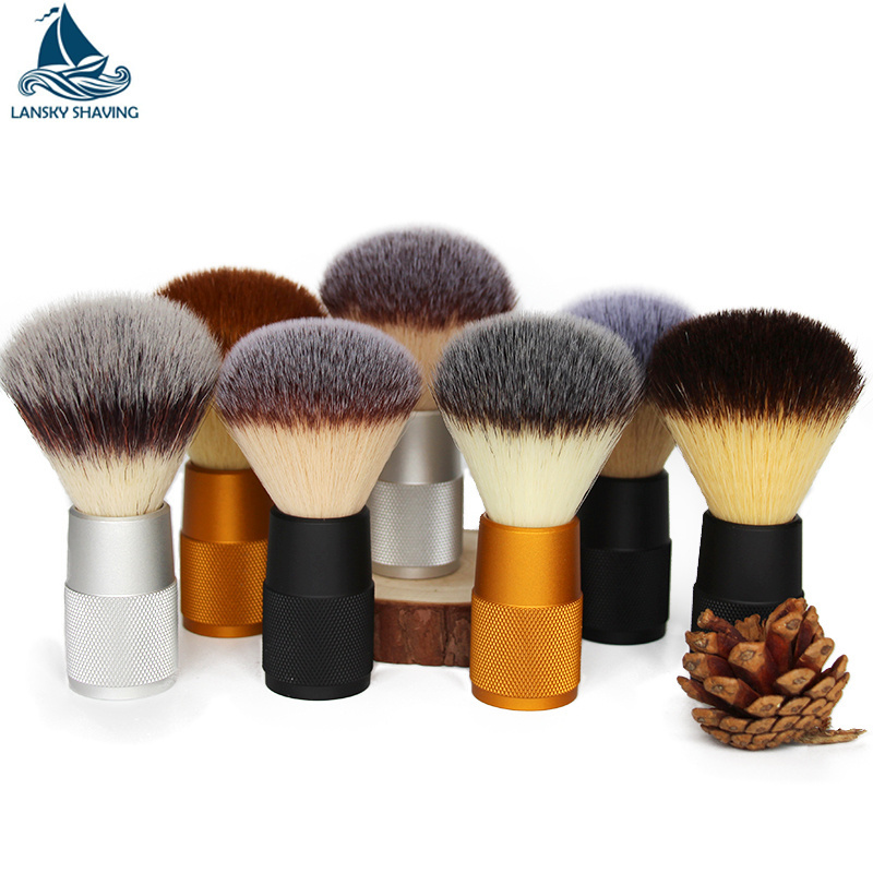 custom private label 20-30mm synthetic filaments hair knots metal handle mens shaving brush