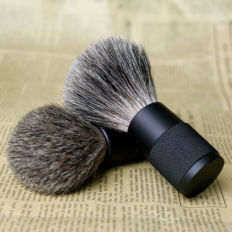 OEM custom logo 20-30mm badger hair knots metal handle vegan mens shaving brush for men grooming