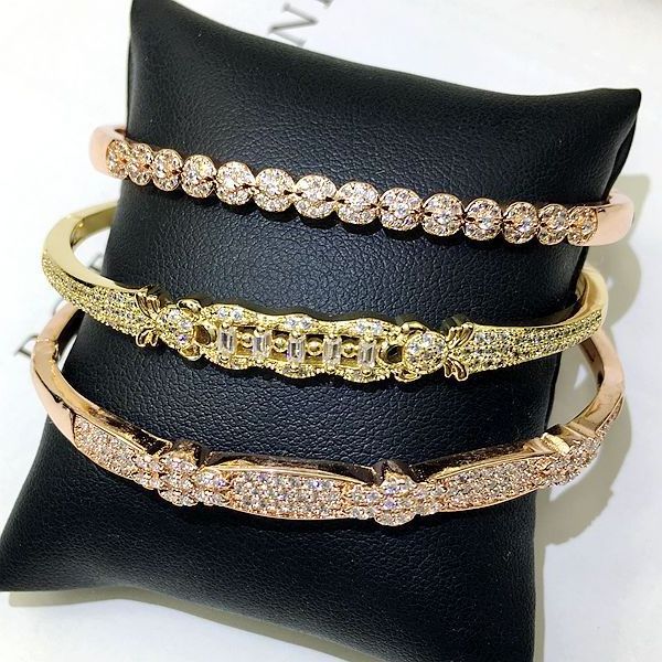 Women Handcuffs Bangles 18K Real Gold Plated Bracelet For Women