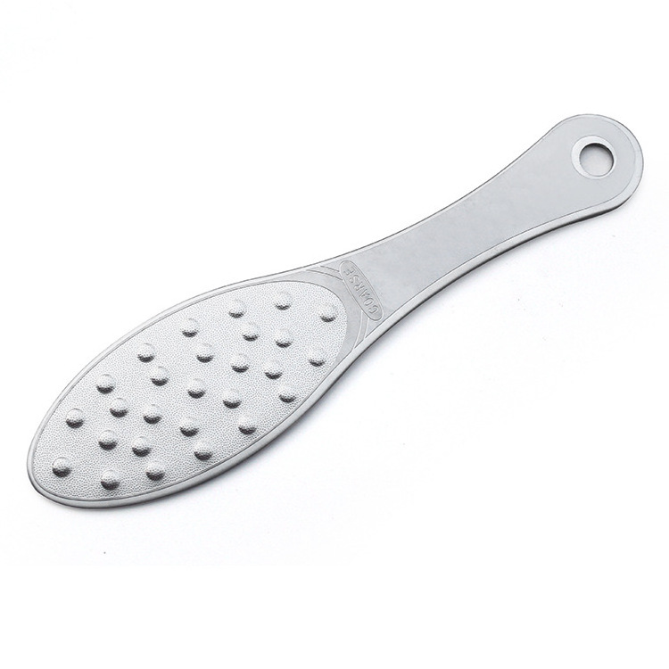 Professional 304 Stainless Steel Custom Logo Foot Files Pedicure Tool Double Side Foot Care Scrubber