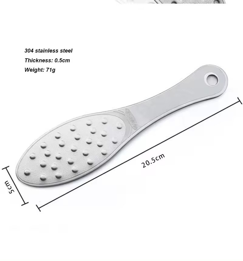 Professional 304 Stainless Steel Custom Logo Foot Files Pedicure Tool Double Side Foot Care Scrubber