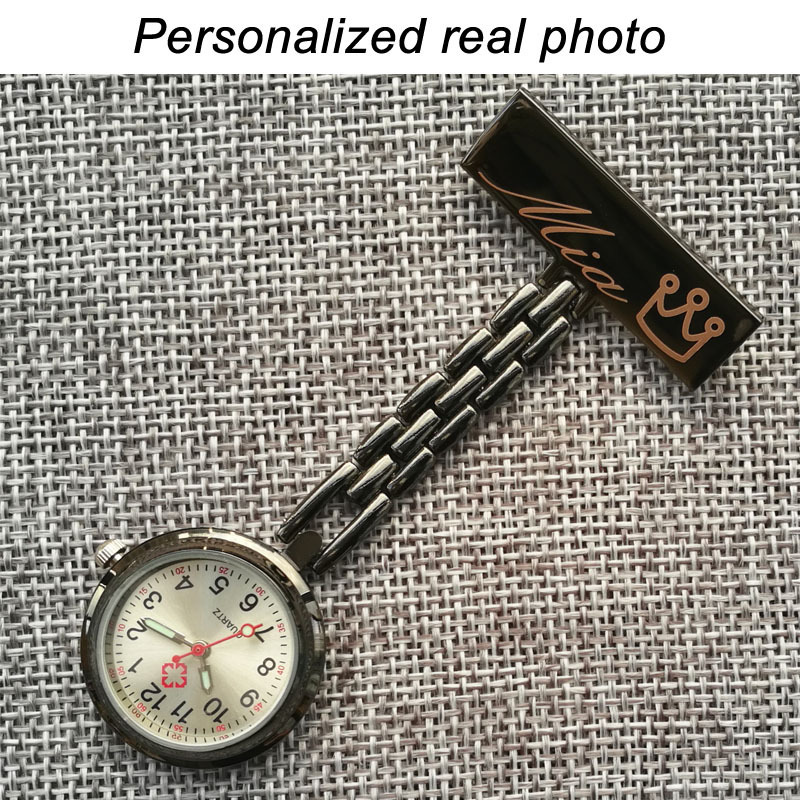 Personalized Customized Engraved With Your Name TOP QUALITY Pin Brooch Stainless Steel Lapel Pocket Watch Fob Nurse Watch