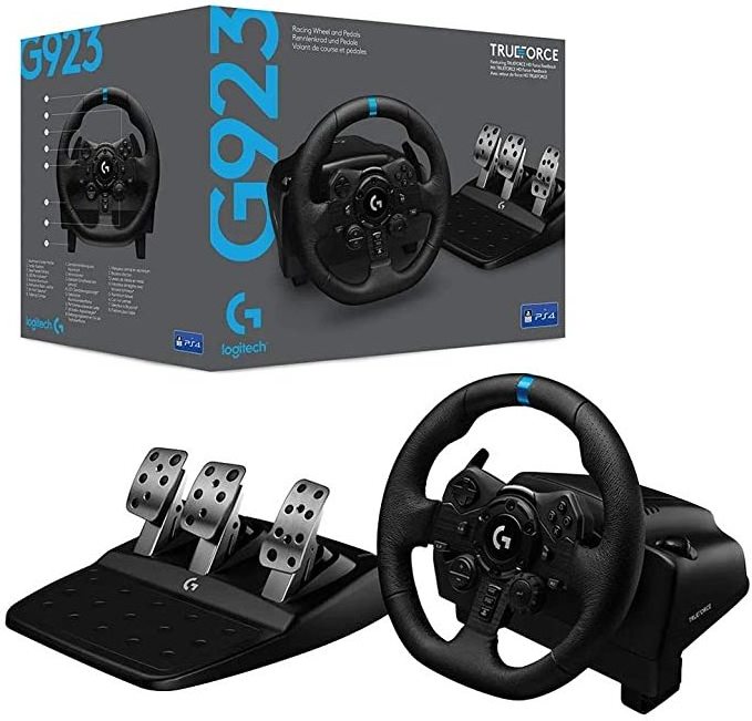 Original Logitech G923 Racing Wheel and Pedals for PC PS4 PS5 Racing Simulation Game Featuring Vibration Motor