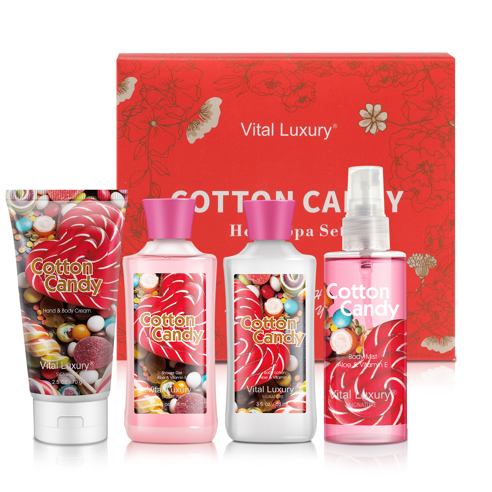 Hot Selling Body Spray Shower Gel Body Wash Lotion and Cream Kit For Women Personal Skin Care Spa Bath Gift Set