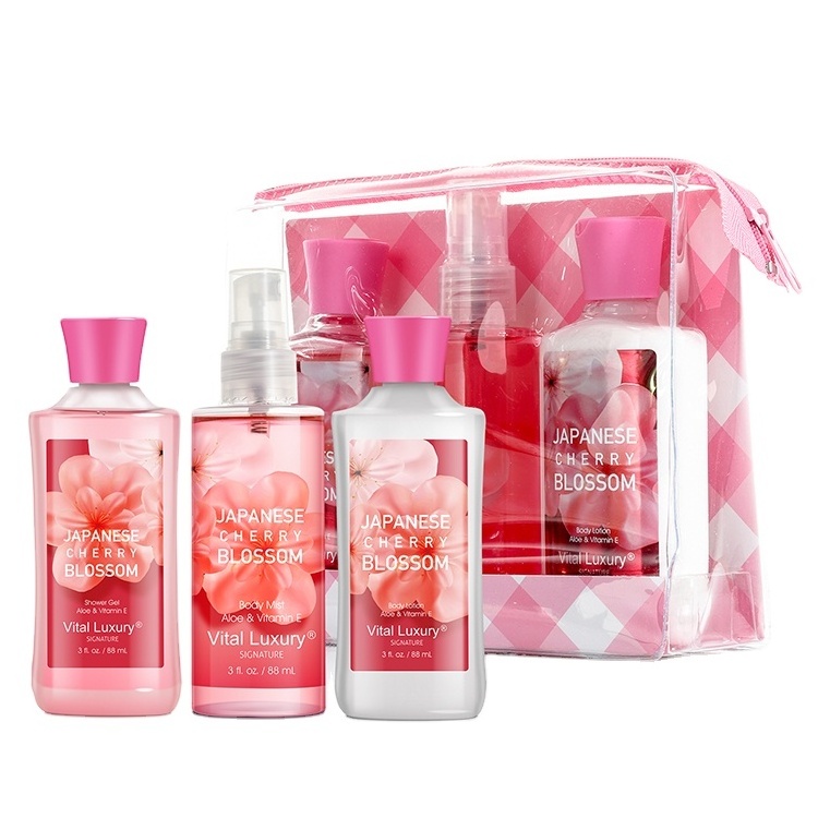 Wholesale Floral Fragrance Private Label Shower Gel Body Lotion Body Scrub Bath Shower Gift Set For Woman