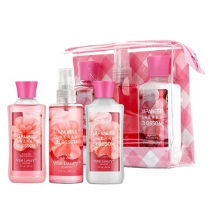 Wholesale Floral Fragrance Private Label Shower Gel Body Lotion Body Scrub Bath Shower Gift Set For Woman