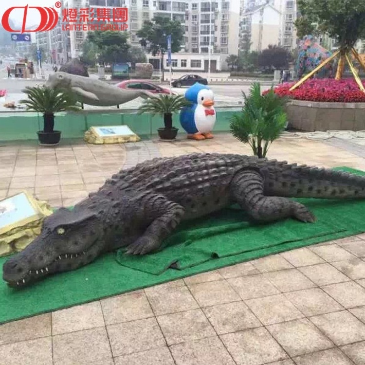 Outdoor Realistic Animatronic Animals Simulate lifelike Crocodile Model