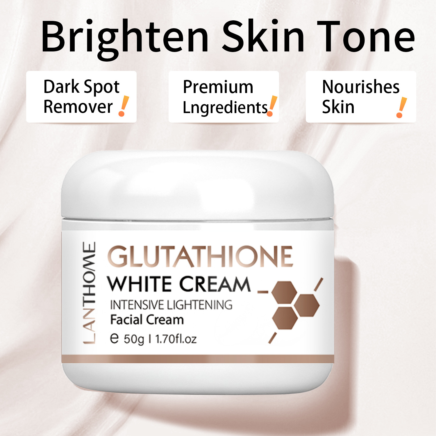 OEM ODM Organic Vitamin C Exfoliaing Cream Premium Glutathione Powder Lightening Whitening Bleaching Anti-Tache Face Cream