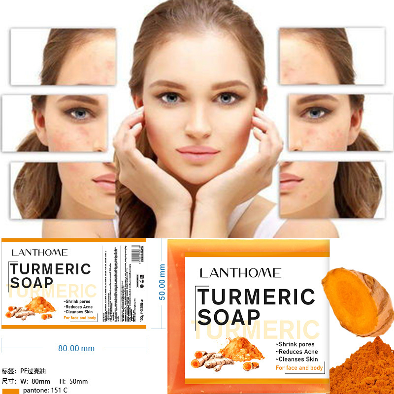 Wholesale Handmade Turmeric Shower Bath Soap Skin Whitening Lightening Anti Acne Deep Cleansing Bleaching Kojic Acid Face Soap