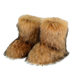 wholesale fake raccoon fur botas mujer for women ladies winter faux Fox fur boots