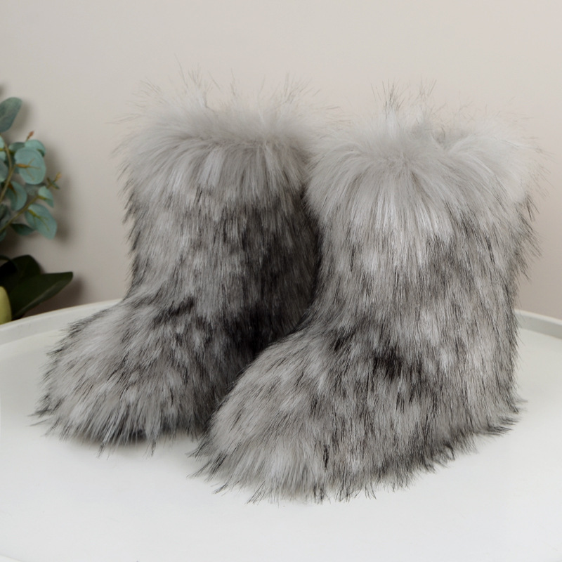 wholesale fake raccoon fur botas mujer for women ladies winter faux Fox fur boots