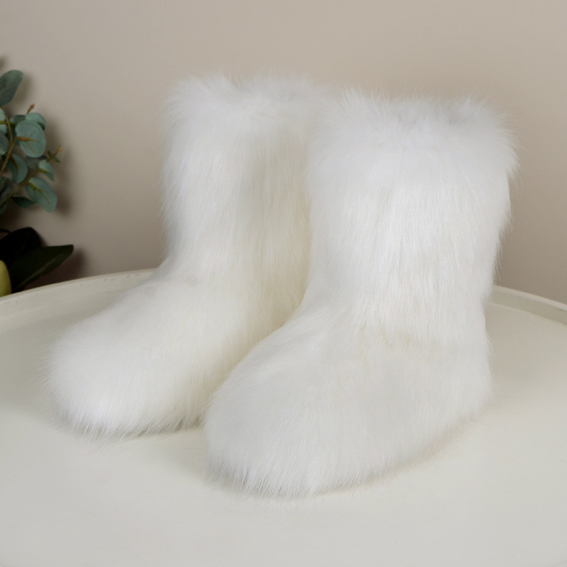 wholesale fake raccoon fur botas mujer for women ladies winter faux Fox fur boots