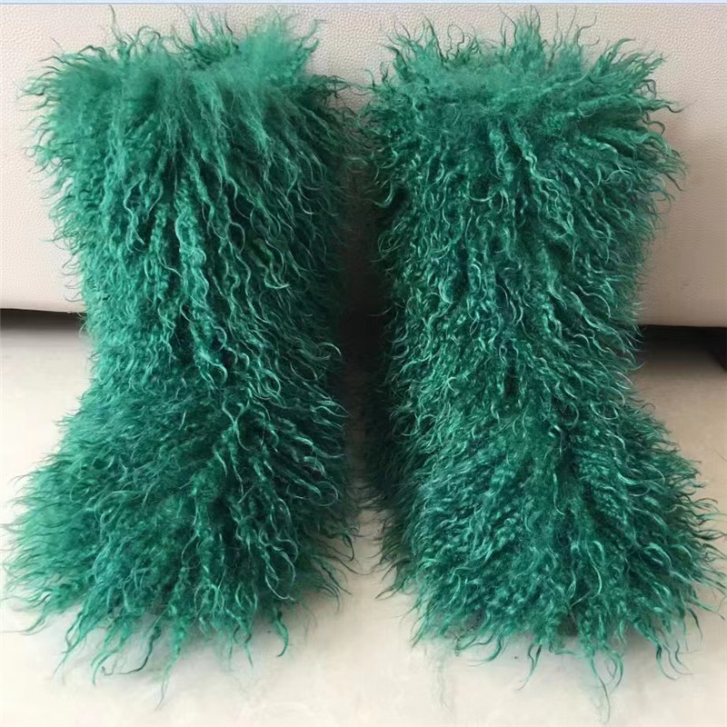 wholesale winter colorful faux mongolian lamb sheep fur boots for girl