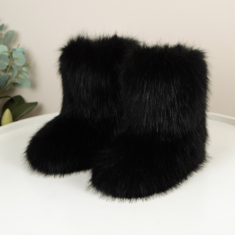 wholesale fake raccoon fur botas mujer for women ladies winter faux Fox fur boots