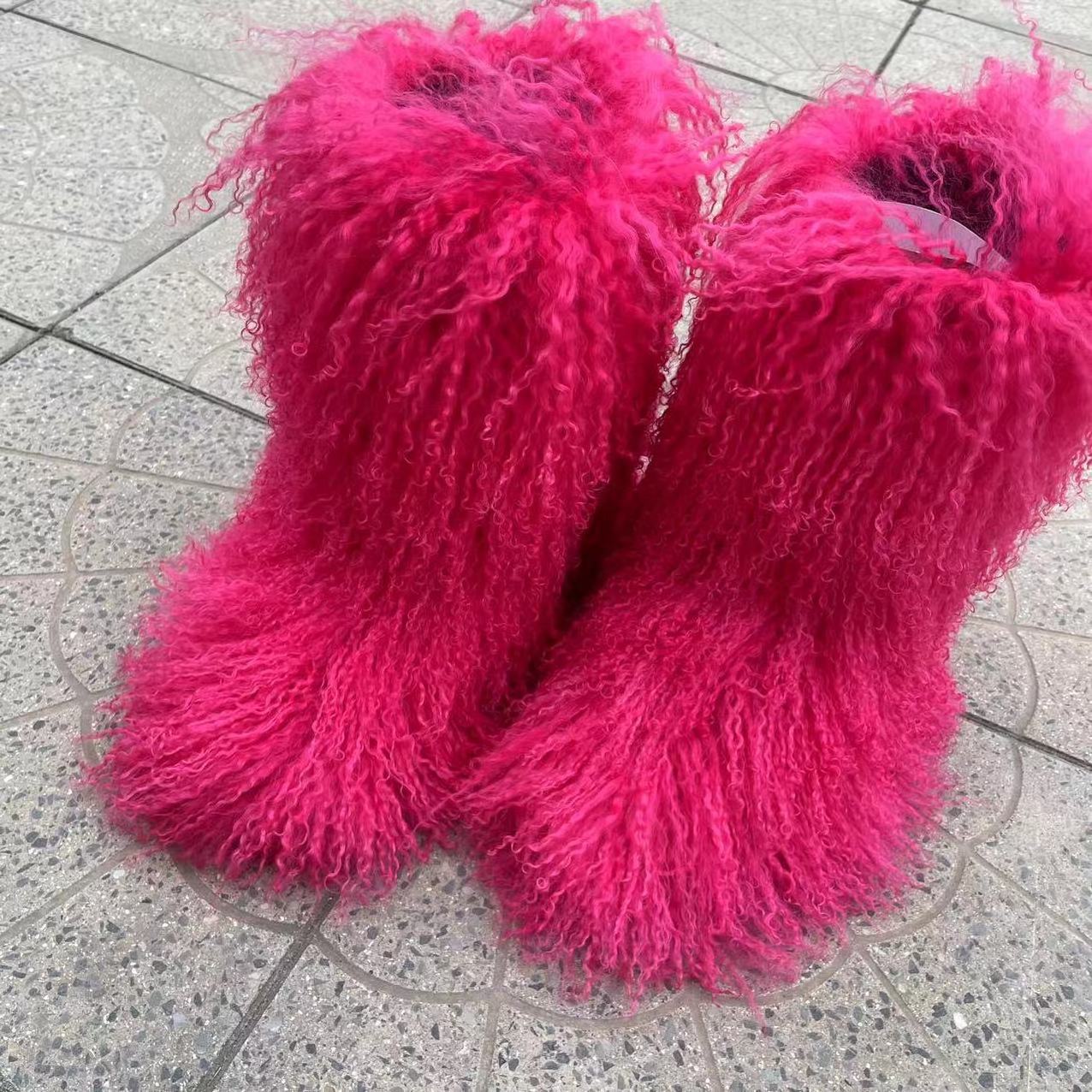 Wholesale Warm and antiskid high quality Mongolian fur boots for women