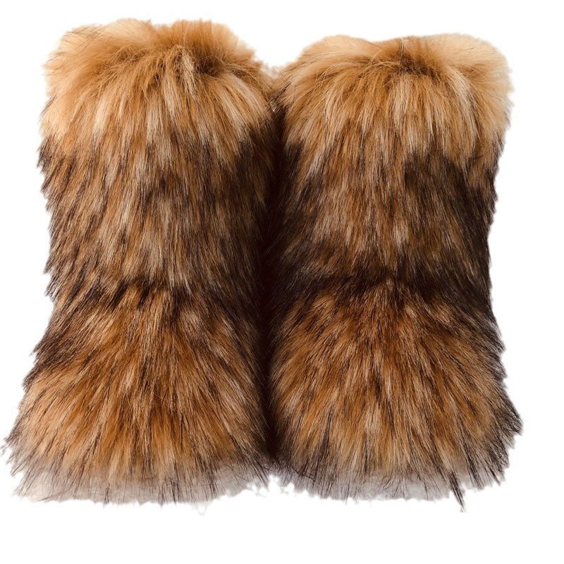 2024  Hot Selling Customized Color  Wholesale women Winter Snow warmful Faux Raccoon Fur Boots