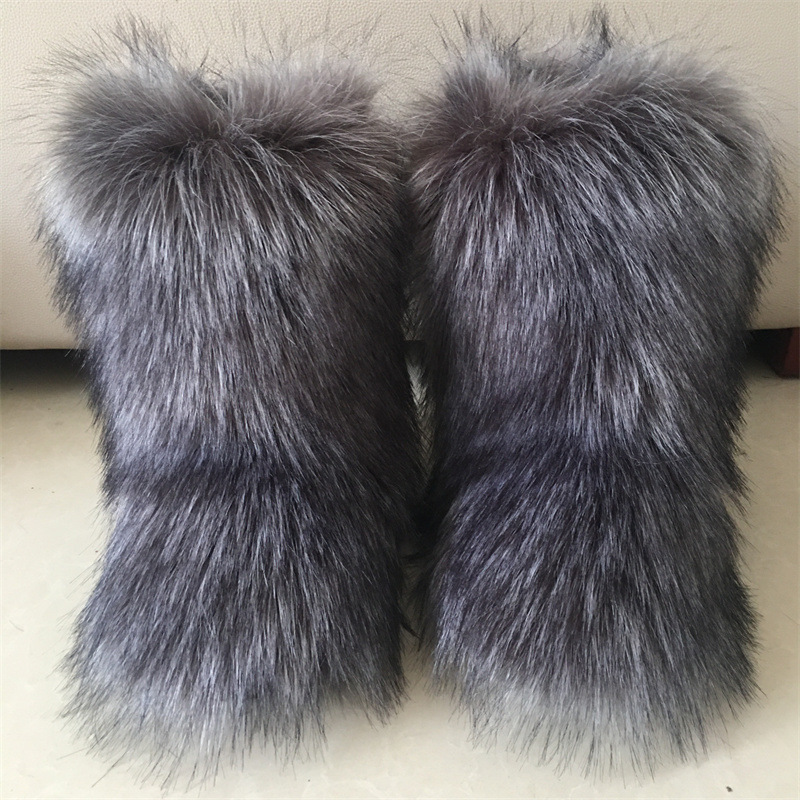 2024  Hot Selling Customized Color  Wholesale women Winter Snow warmful Faux Raccoon Fur Boots