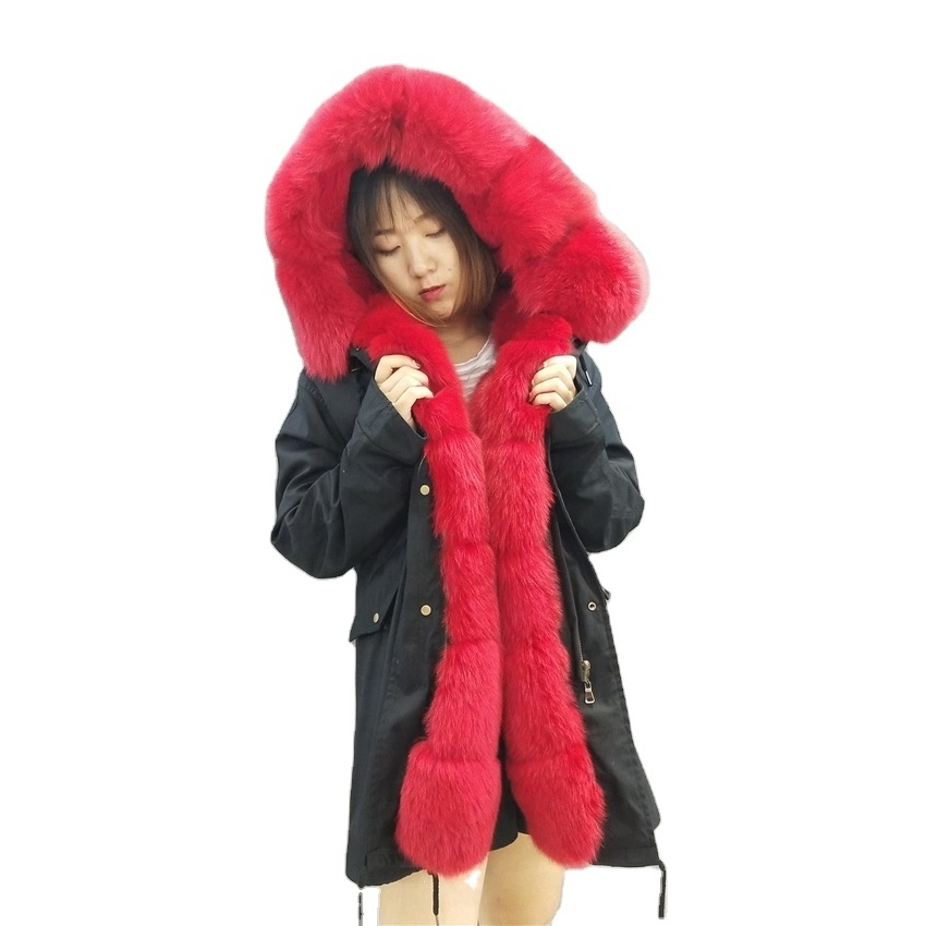 2023 New Designer  Hot Sale Real  fur parka with real Raccoon  fur collar