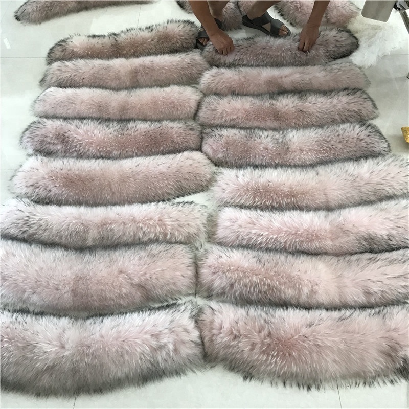 Factory wholesale dyed 100% Real Raccoon  Fur Collar for winter jackets