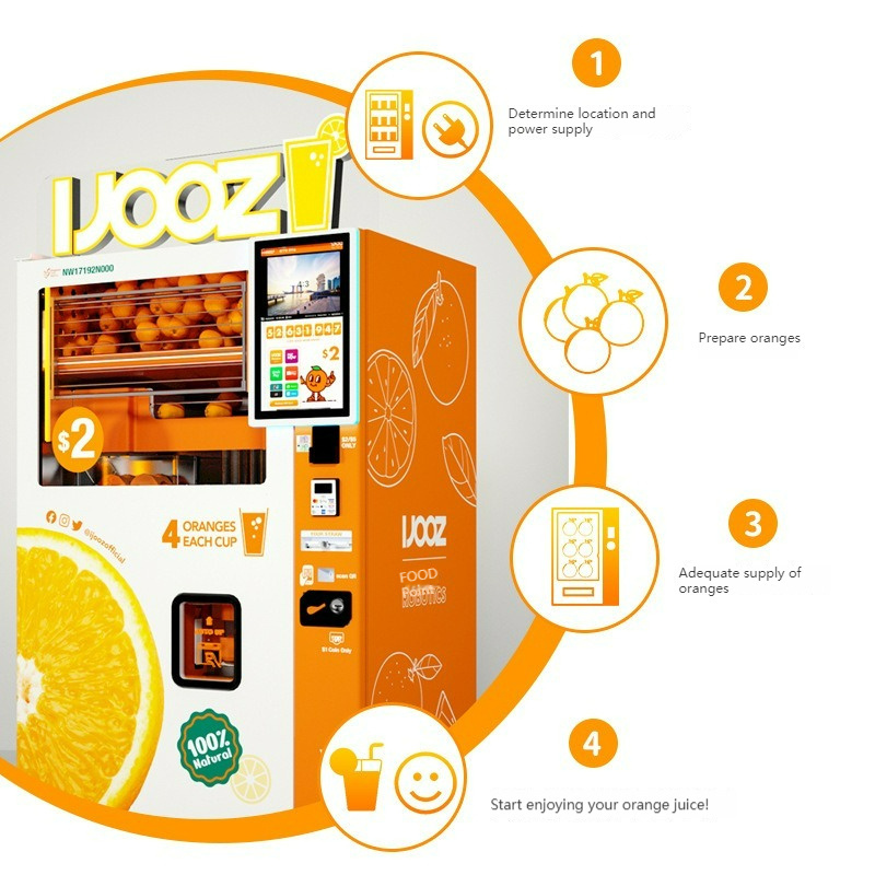 fresh fruit orange juice making and vending machine fully automatic for foods and drinks