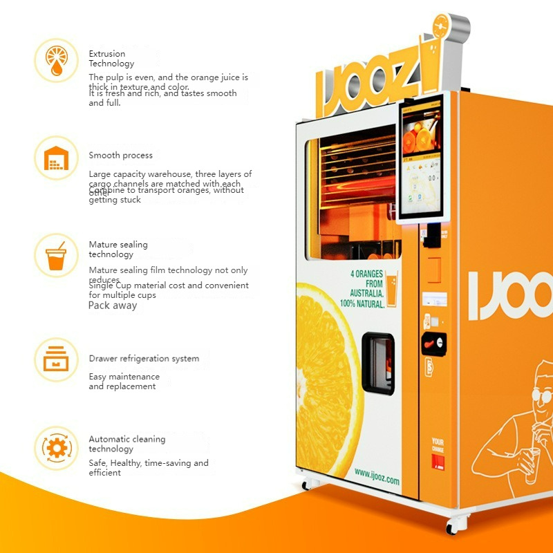 fresh fruit orange juice making and vending machine fully automatic for foods and drinks