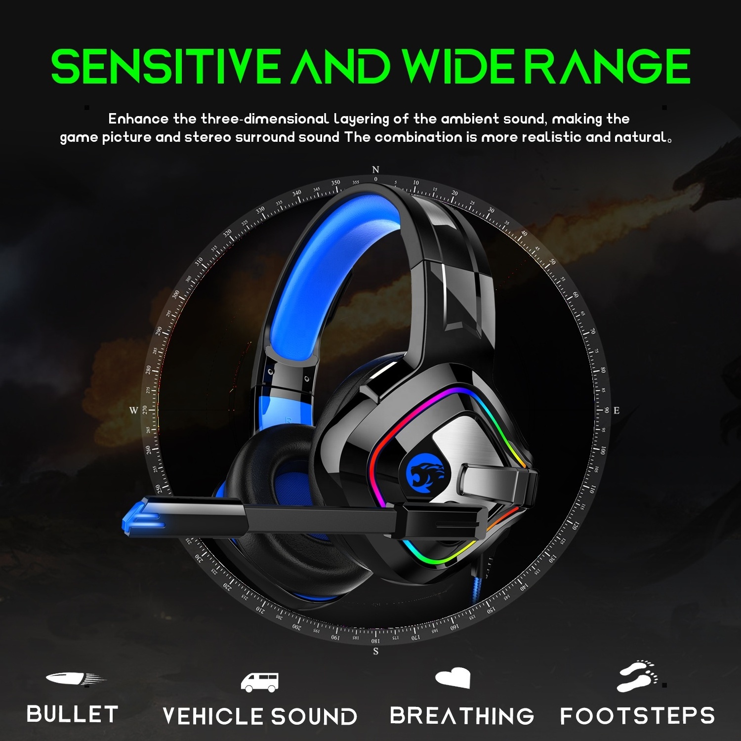 LED Light Surround Sound Bass Gamer Headphone 3.5mm Plug & USB Port best Wired Gaming Headset for pc