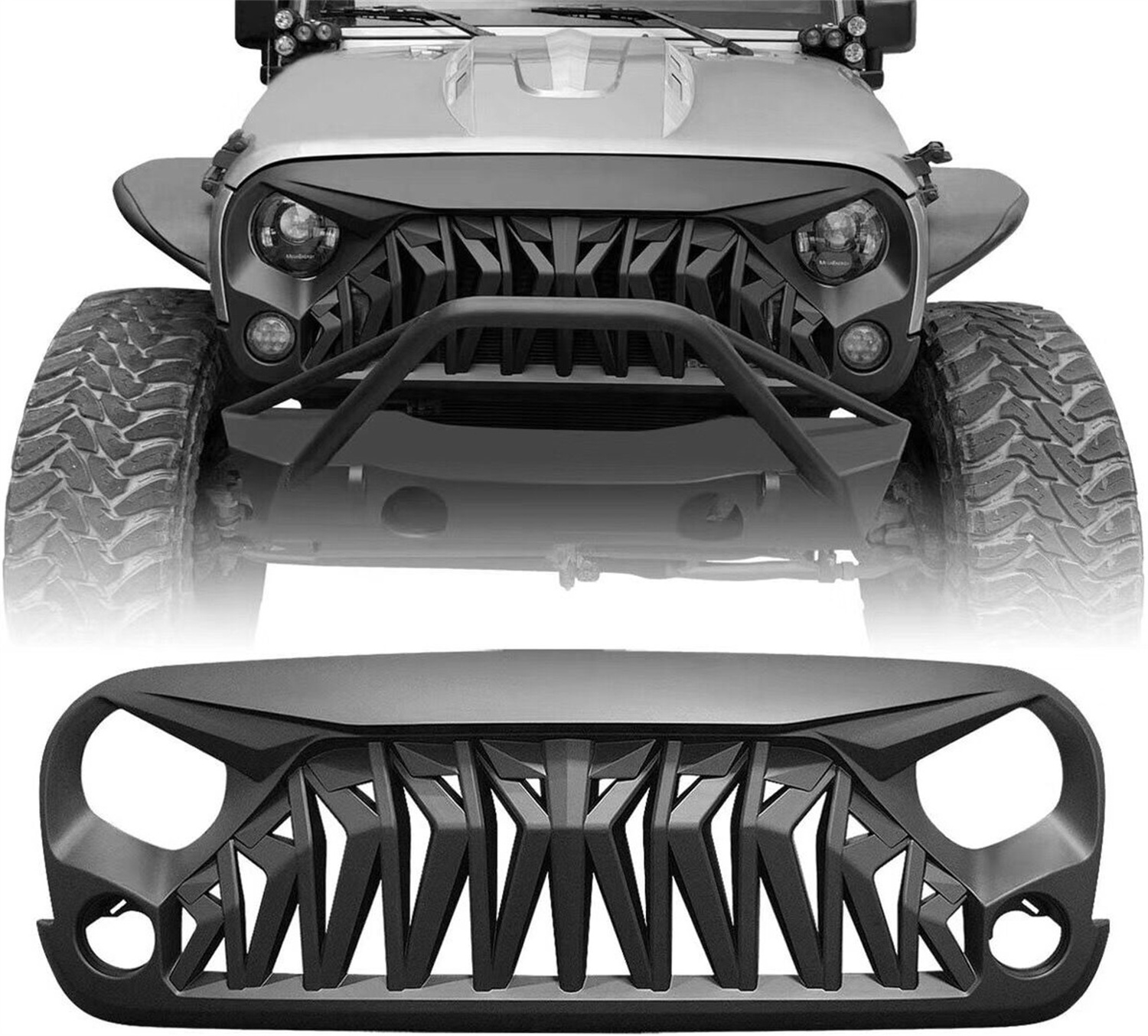 Shanghai Sanfu J347 Front Grill Grill Matte Black Front Grid Grille For Je ep W rangler 2007-2017 JK JKU