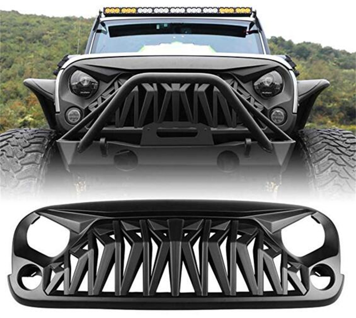 Shanghai Sanfu J347 Front Grill Grill Matte Black Front Grid Grille For Je ep W rangler 2007-2017 JK JKU