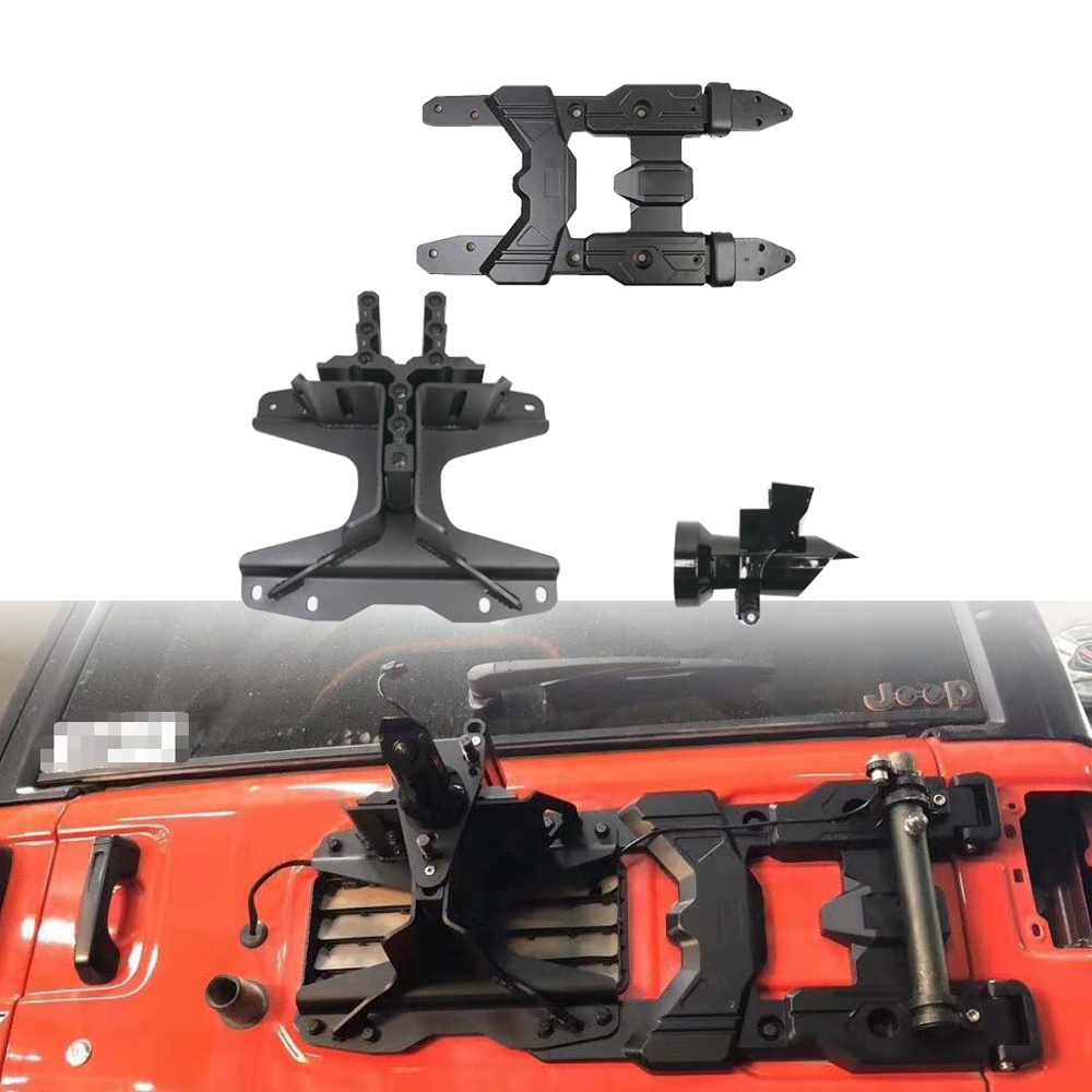 Shanghai Sanfu JL1231 Hinge And Spare Tire Carrier UP TO 37 inch HD Tire Bracket Black Aluminum Alloy For Jeep W rangler JL 18+