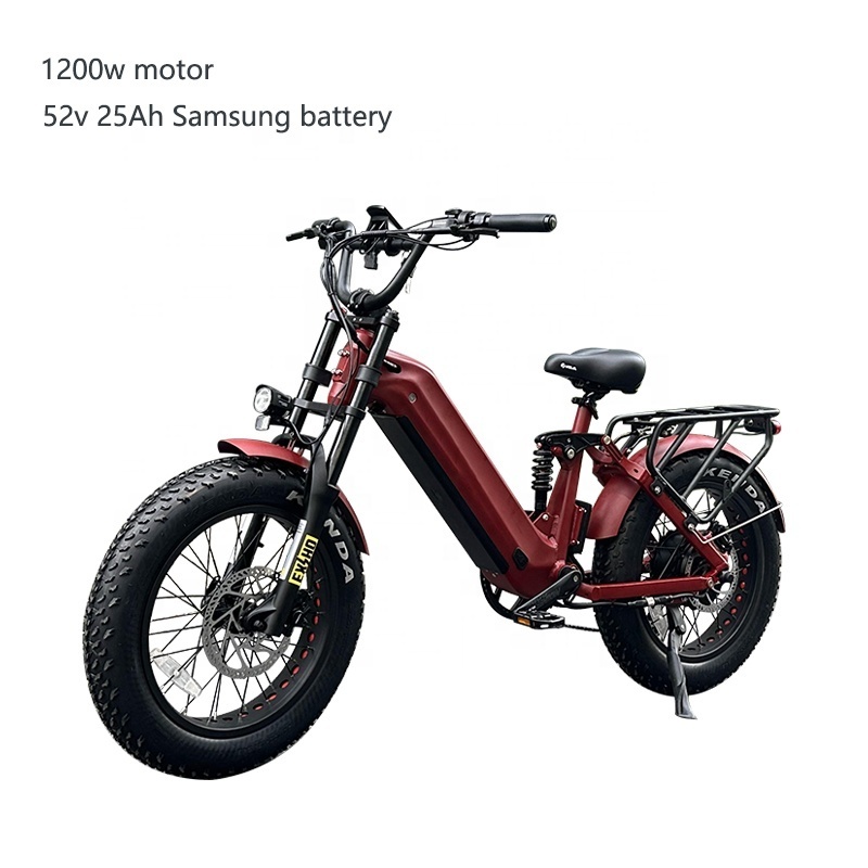 Lantu Ebike new model 20 inch 52v 1200w motor full suspension electric bicycle mountain electric fat tire e bike