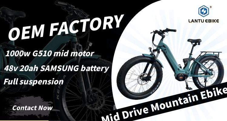 Lantu Ebike High Quality 26 inch  48v 1000w Mid Drive Step Through Fat Tire Full Suspension Ebike Mountain Electric Bike