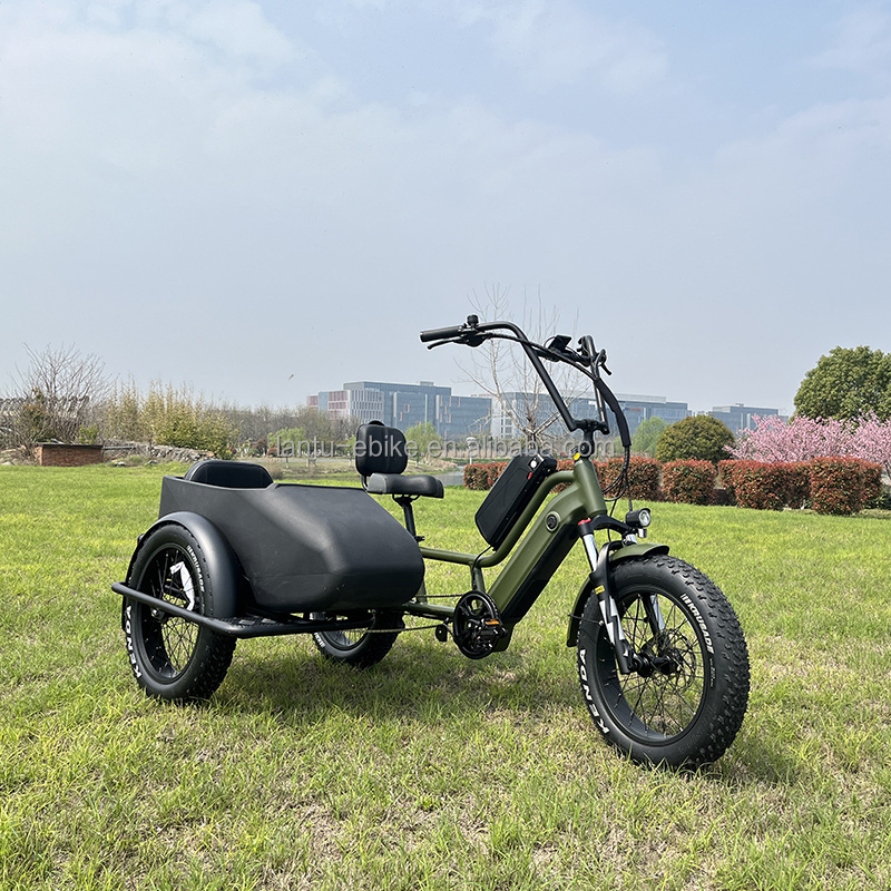 Lantu Ebike Sidecar 20 inch 750w Dual Battery Three Wheel Road Family Bike Retro Electric Tricycle