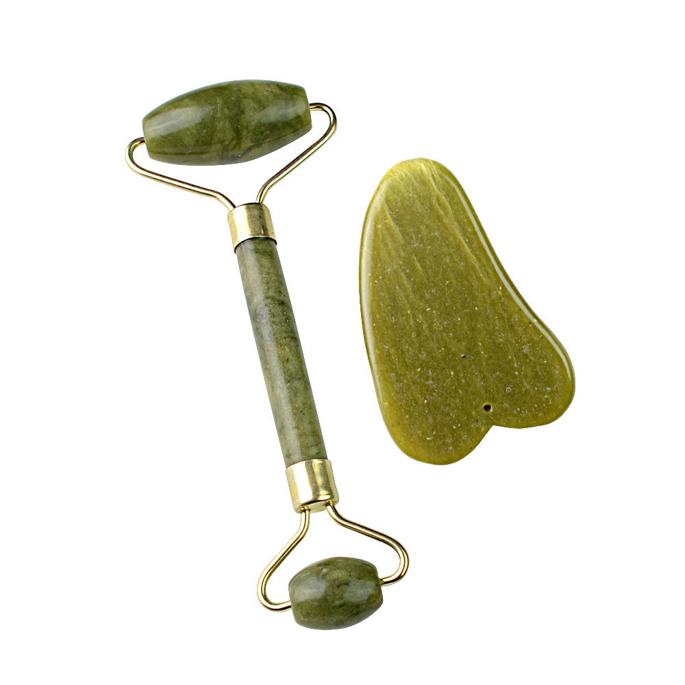 facial massage roller vibration natural xiuyan jade green stone facial massage roller jade gua sha roller