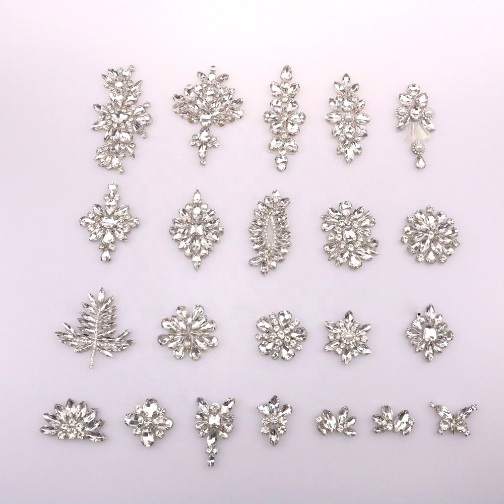 Different styles embellishment hot-fix glass rhinestone applique back glue