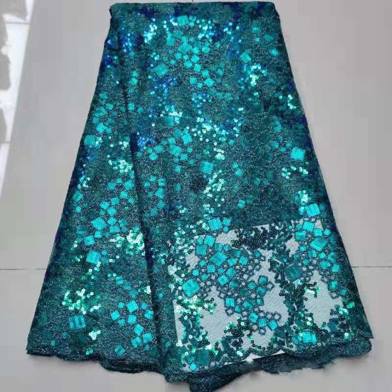 Gorgeous african sequin lace fabric purple nigerian party dresses LT20384