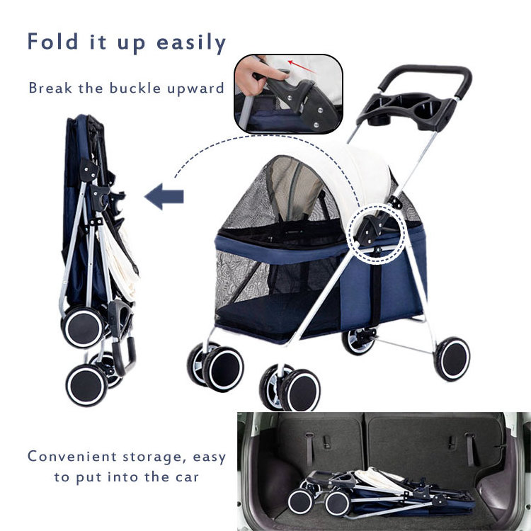 2022 best luxury designer cheap folding 4 wheels double gradient jogger show small pet carrier dog stroller