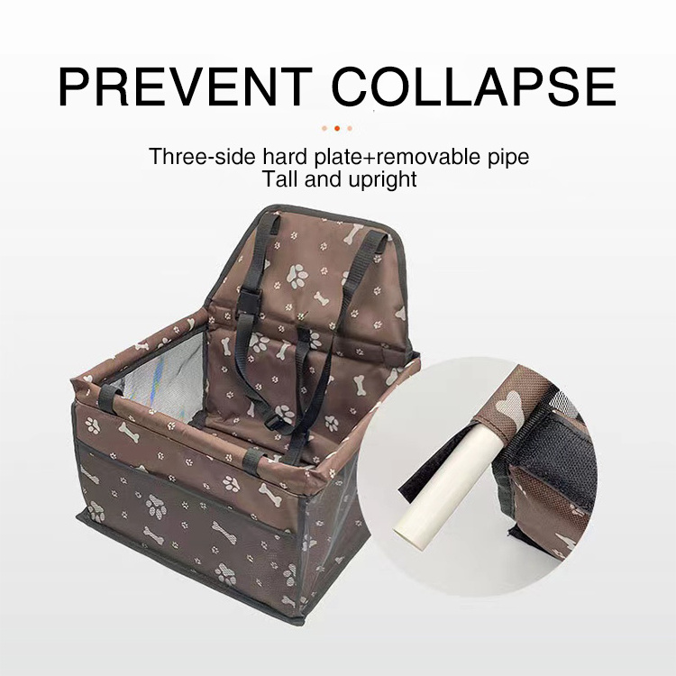 Anti-Collapse Foldable PVC Support Pipe Puppy Portable Pet Car Seat with Clip-On Safety Leash Oxford Travel Dog Backseat Cover