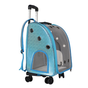 Custom dog carrier bag wheels luggage Pet carrier backpack trolley Outdoor large cat pet cages carriers