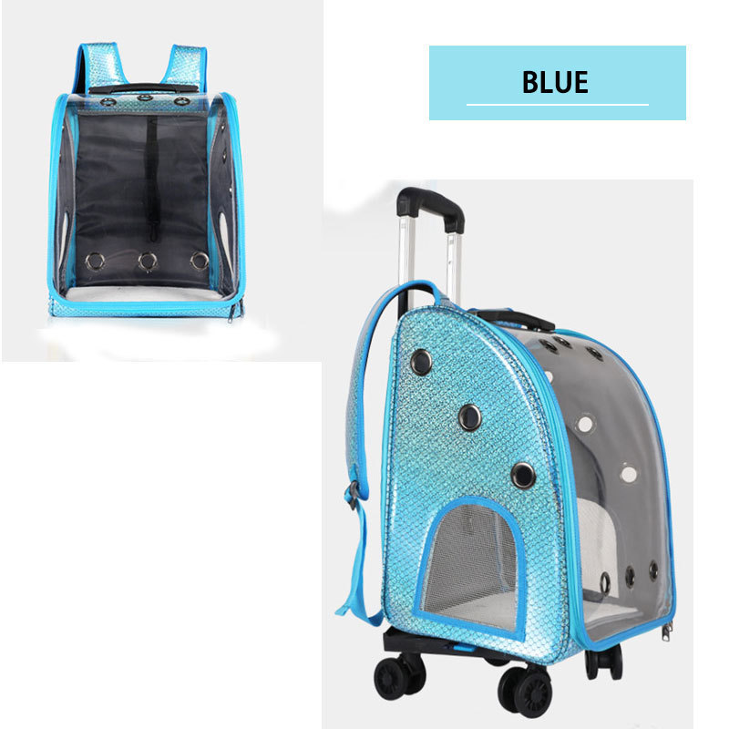 Custom dog carrier bag wheels luggage Pet carrier backpack trolley Outdoor large cat pet cages carriers