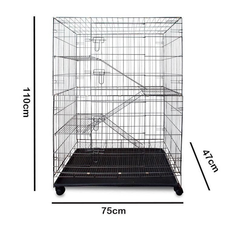 stainless steel wire 4 level pet cat cage outdoor metal cat cages with wheels for sale