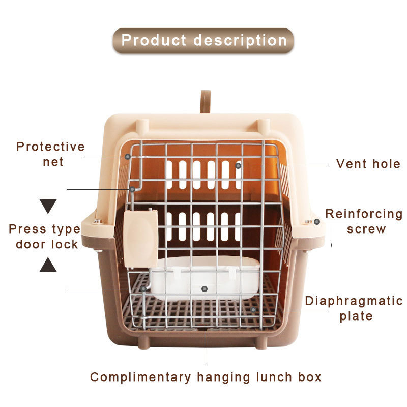 Airline Approved Plastic Kennels Luxury Large Kennel on Wheel Dog Cat Crate Carrier Pet Travel