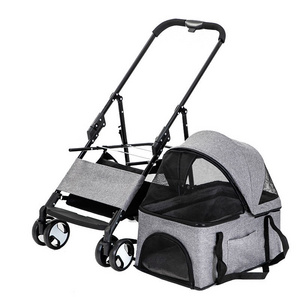 Large 4 Wheel Luxury Jogging Travel Pet stroller Car Para Perros Double Twin Dog Pet Stroller For Cats Dogs