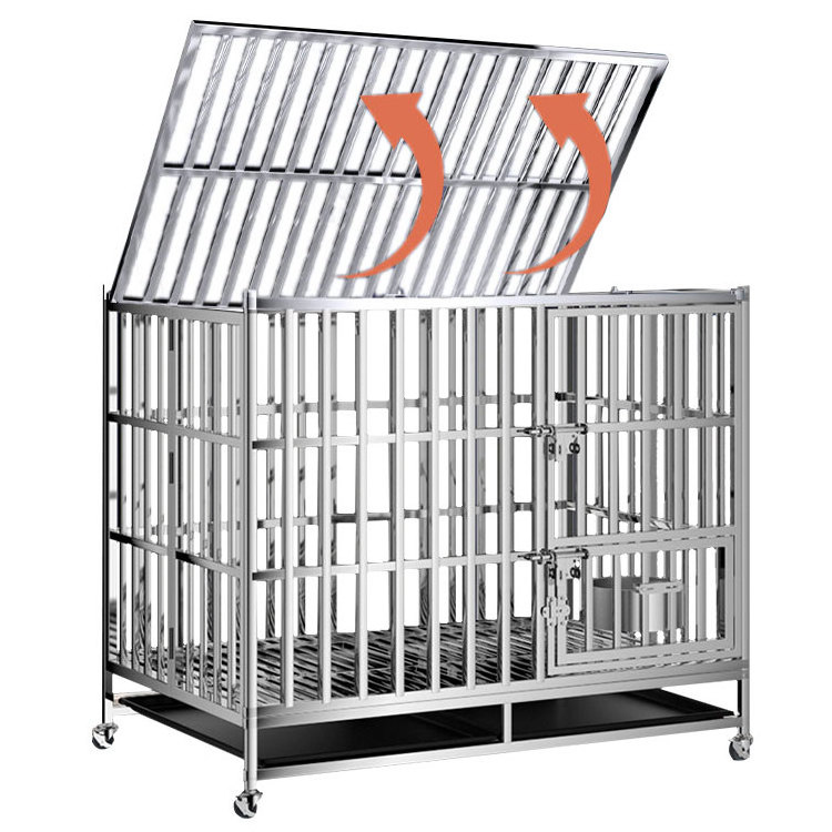 High quality wholesale single layer double door collapsible dog cage with wheels used dog cage for sale