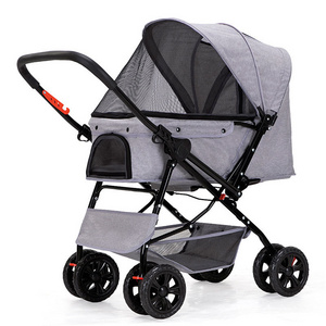 2022 newly design compact luxury folding cheap 4 wheel wagon jogger dog travel detachable pet stroller