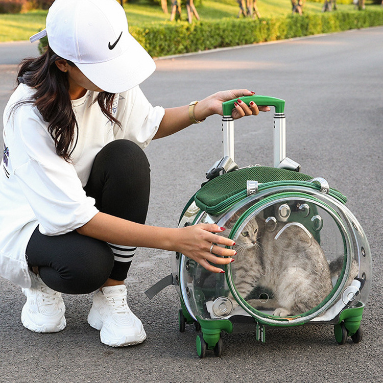 Newly Design Pet Trolleys With Wheels Cat Dog Easy Walk Foldable Travel Carrier Carriage Bubble Pet Stroller Carrier