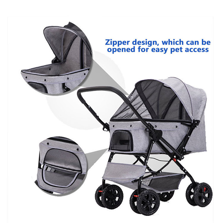 luxury 4 wheel foldable air buggy dome small with cover carrier wagon pet show dog stroller