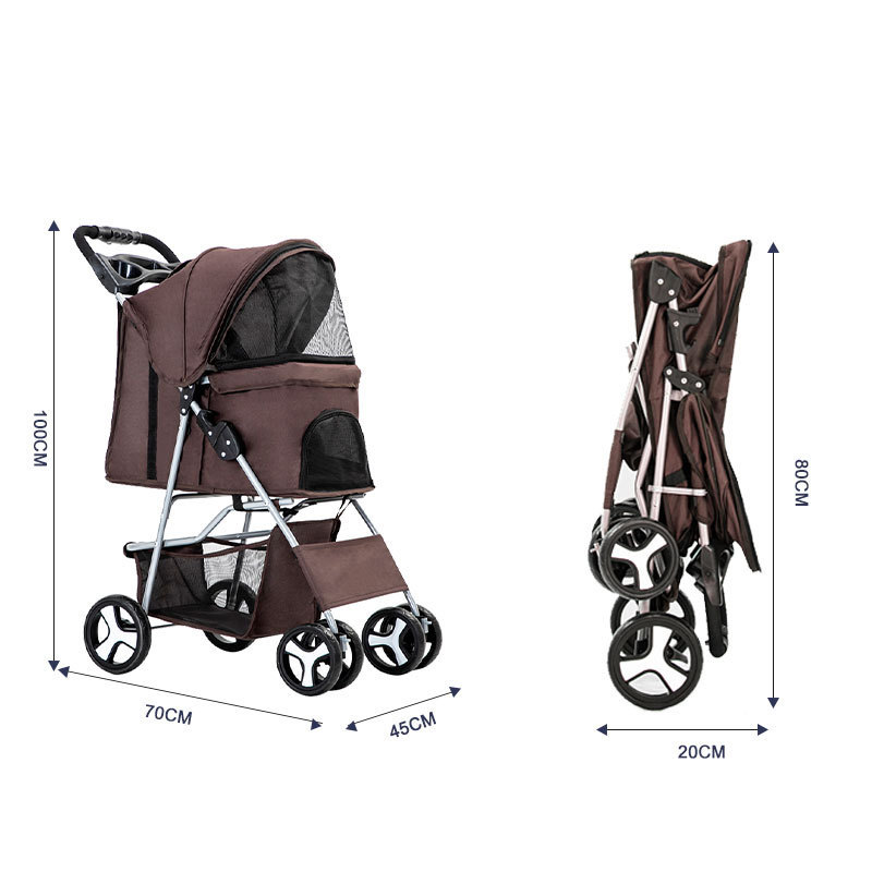 Luxury folding outdoor dog strollers pet trolley for sale twin pet stroller