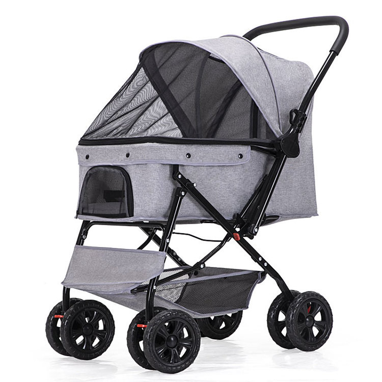 2022 newly design compact luxury folding cheap 4 wheel wagon jogger dog travel detachable pet stroller