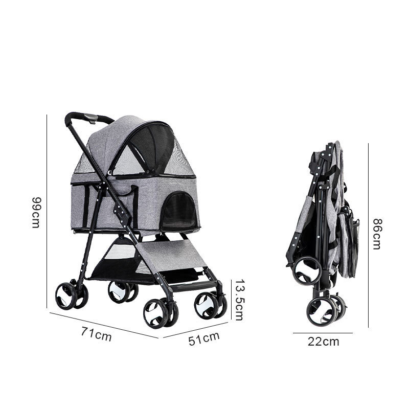 Large 4 Wheel Luxury Jogging Travel Pet stroller Car Para Perros Double Twin Dog Pet Stroller For Cats Dogs