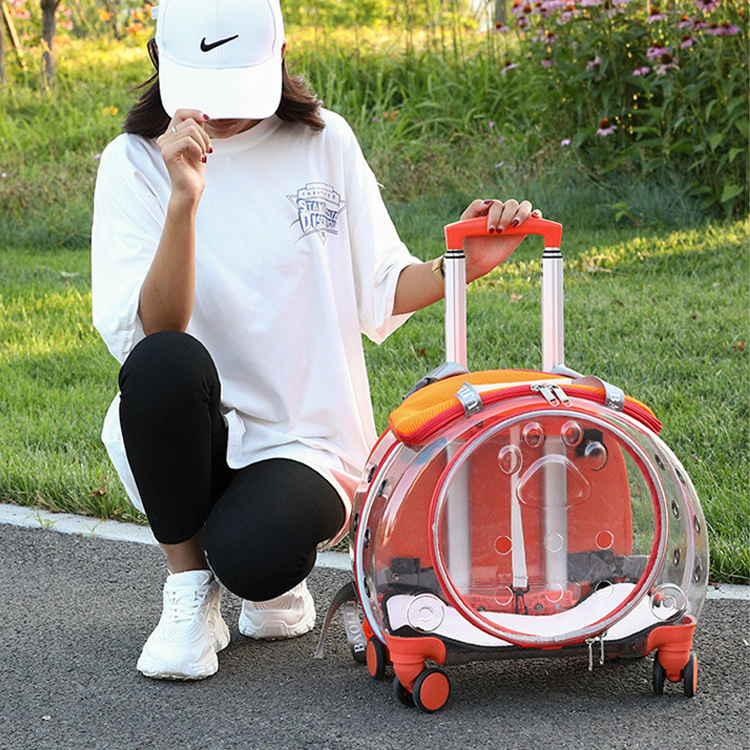 Newly Design Pet Trolleys With Wheels Cat Dog Easy Walk Foldable Travel Carrier Carriage Bubble Pet Stroller Carrier